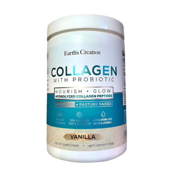 Earth's Creation Hydrolyzed Collagen Peptides With Probiotics (Vanilla Flavor)